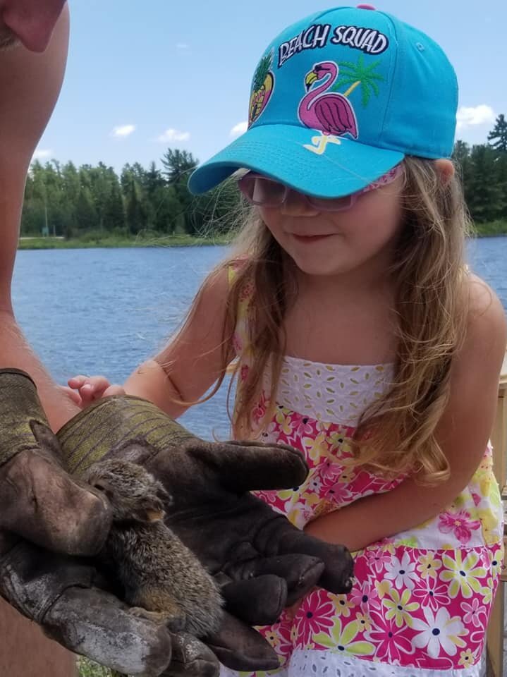 Girl and squirrel